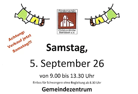 Plakat mit Abbildung von Wäscheleine mit aufgehängter Kleidung sowie Informationen zur Veranstaltung