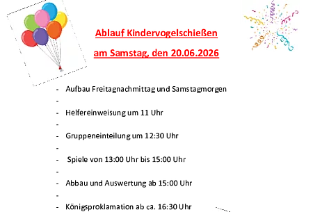 Plakat Ablauf Kindervogelschießen
